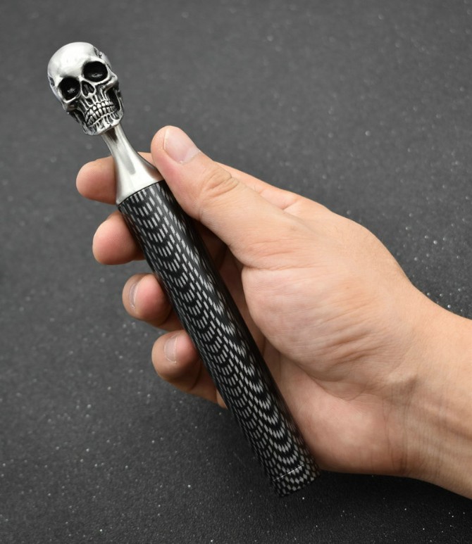 Damascus - Steel Skull Skeleton (also known as Skull Tea Knife)