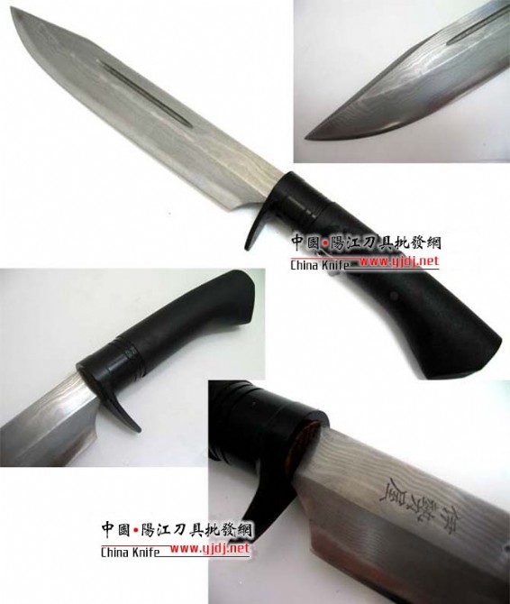 Seki Kanachang hunting knife, patterned steel handmade version