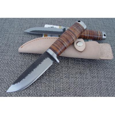 Stainless steel forged leather handle hunting knife