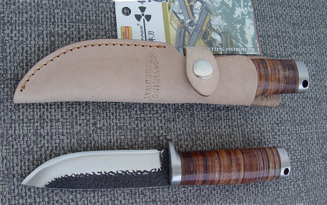 Stainless steel forged leather handle hunting knife