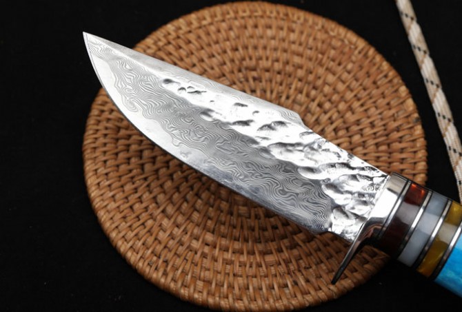 Damascus-Little Samurai forged handmade knife (pointed version)