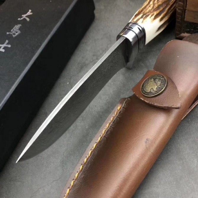 New Version - Chasing the Moon Damascus Hunting Knife