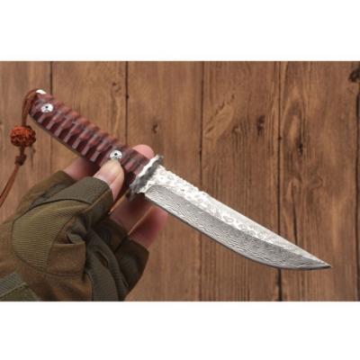 Red Rosewood Damascus Samurai Sword (round head)