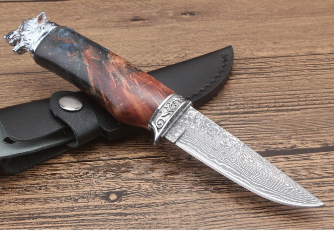 Nordic lion head hunting knife