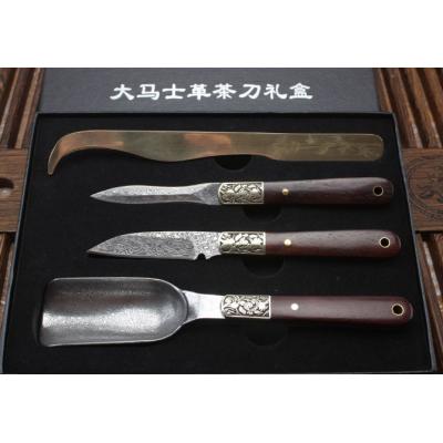 Damascus tea knife gift box (set of four)