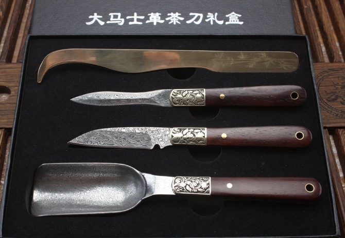 Damascus tea knife gift box (set of four)