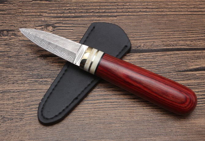 Colored Wood-Damascus Tea Knife