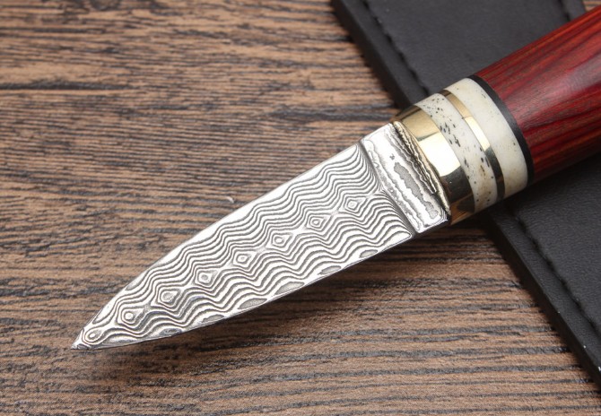 Colored Wood-Damascus Tea Knife