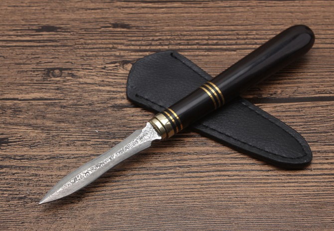 Ebony-Damascus Tea Knife