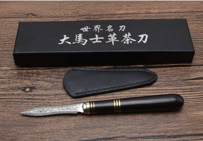 Ebony-Damascus Tea Knife