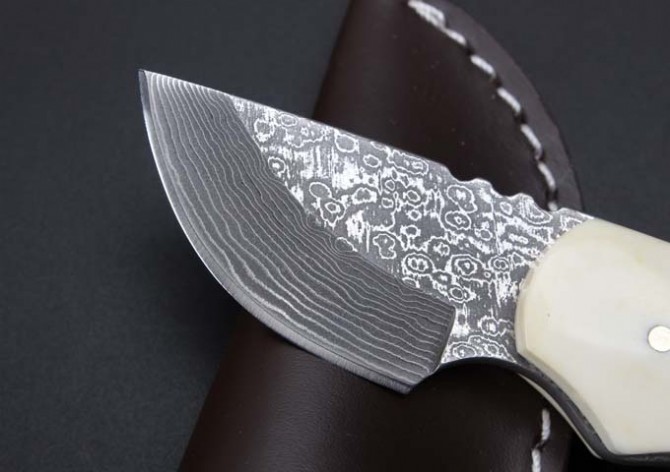 Animal bone handle - Damascus mini dagger