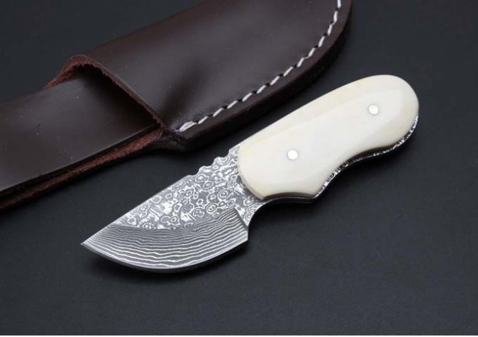 Animal bone handle - Damascus mini dagger