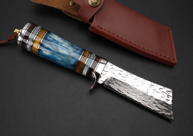 Damascus-Little Samurai Forges Handmade Knife