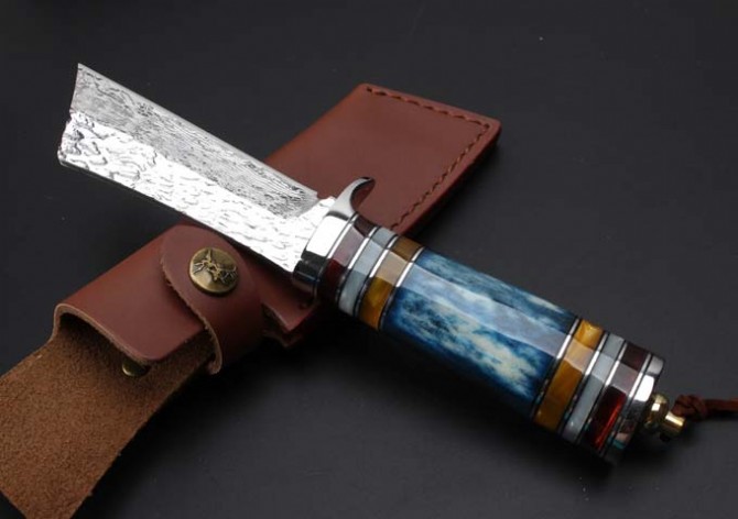 Damascus-Little Samurai Forges Handmade Knife