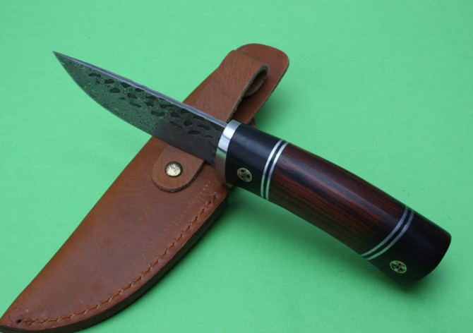 Damascus leather-Black Samurai hunting knife