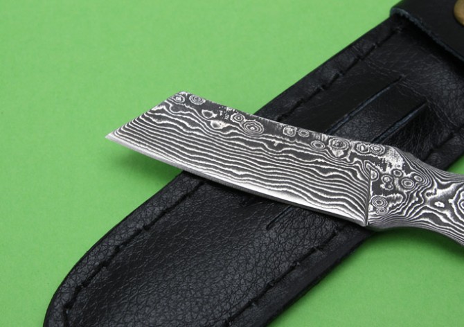 Bamboo one-piece steel Damascus fixed knife