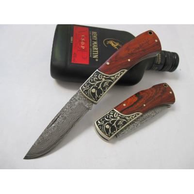 Sammi Carved No. 2 Damascus Collectible Folding Knife