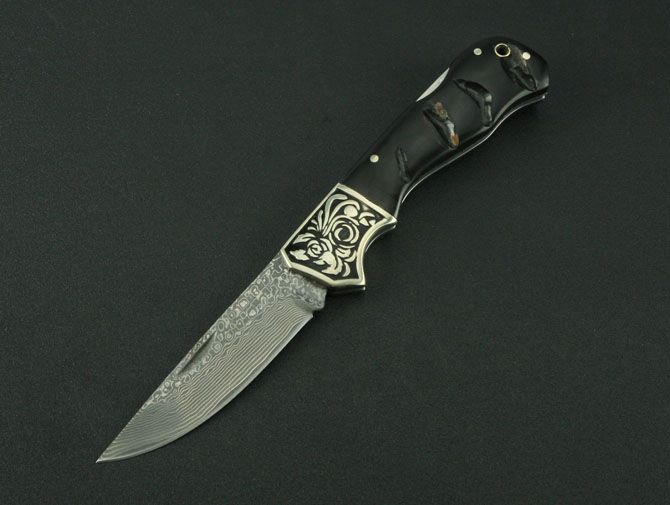 Damascus—Black Horn No. 1 (concave handle)