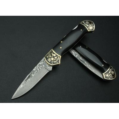 Damascus—Black Horn No. 2 (concave handle))