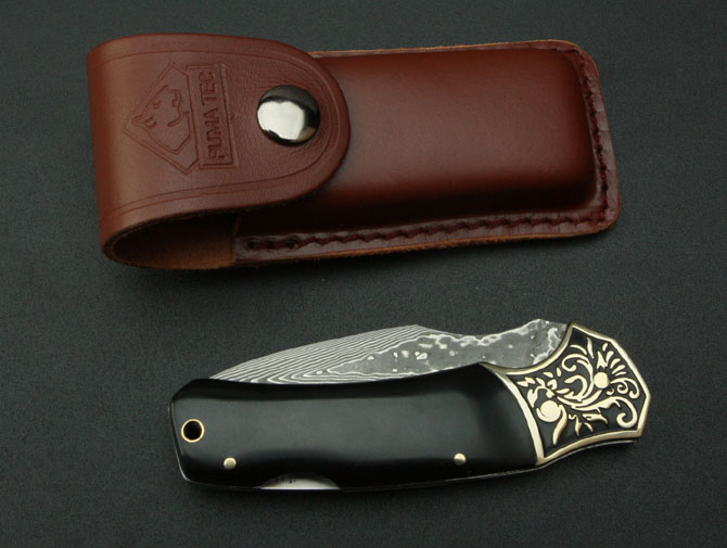 Damascus—Black Horn No. 3 (concave handle)