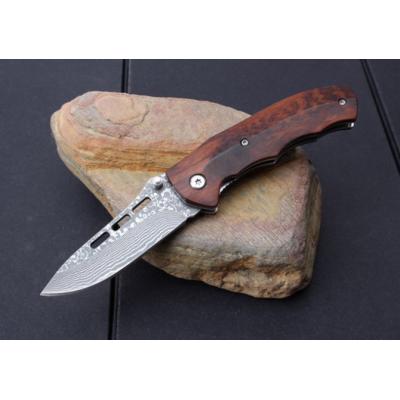 SY-035 Snakewood Damascus Folding Knife