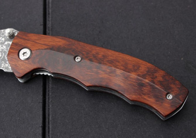 SY-035 Snakewood Damascus Folding Knife