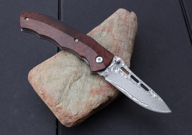 SY-035 Snakewood Damascus Folding Knife