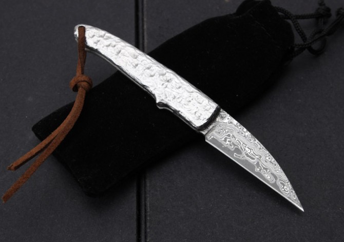 Damascus - Little Silversmith's Folding Knife