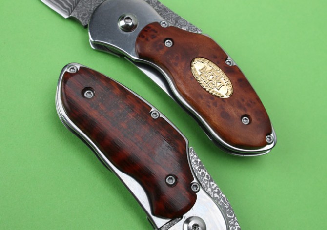 Damascus-MOKI Higo hunting folding knife