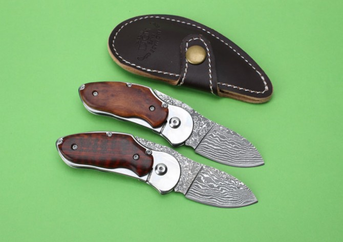 Damascus-MOKI Higo hunting folding knife