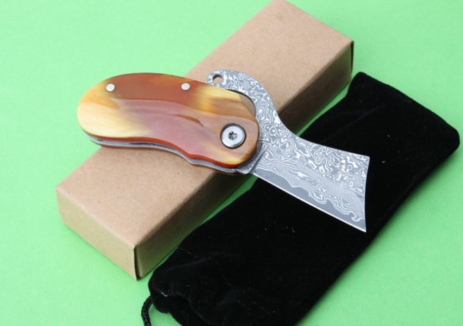 Thomas Damascus calf folding knife