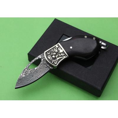 Imported Damascus key ring folding knife