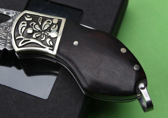 Imported Damascus key ring folding knife