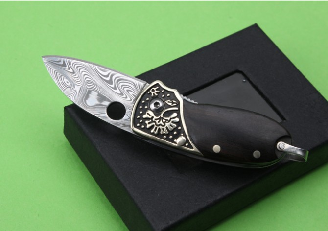 Swedish Powder Damascus Folding Knife (Big QQ)