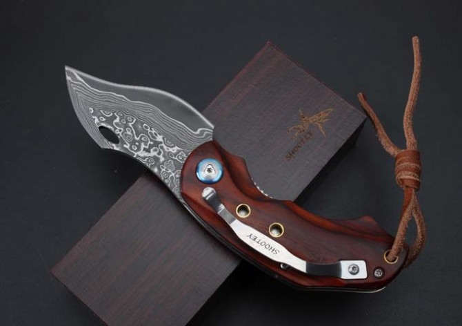 Damascus - Eagle Folding Knife