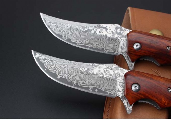 Queen Bee--Damascus Quick Opening Folding Knife