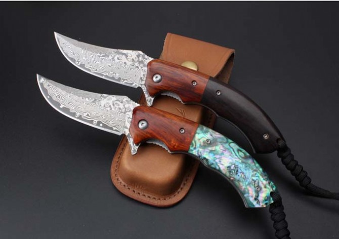 Queen Bee--Damascus Quick Opening Folding Knife