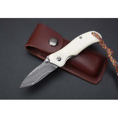 Damascus-ZT Beast Bone Pocket Knife