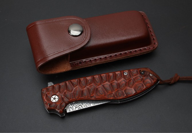 Imported Swiss powdered Damascus Spanish colored folding knife