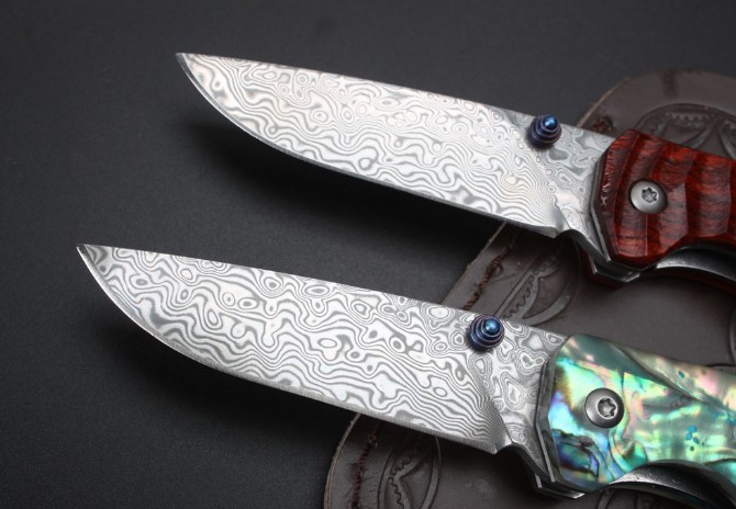 Ronin Damascus Folding Knife