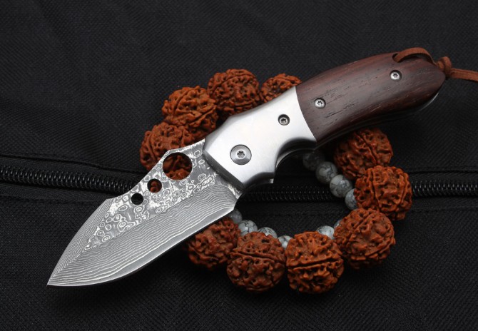 Damascus Steel-Falcon Folding Knife