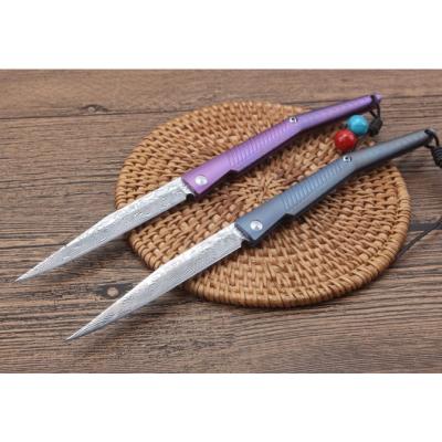 Water Wasp Titanium Handled Damascus Pocket Knife