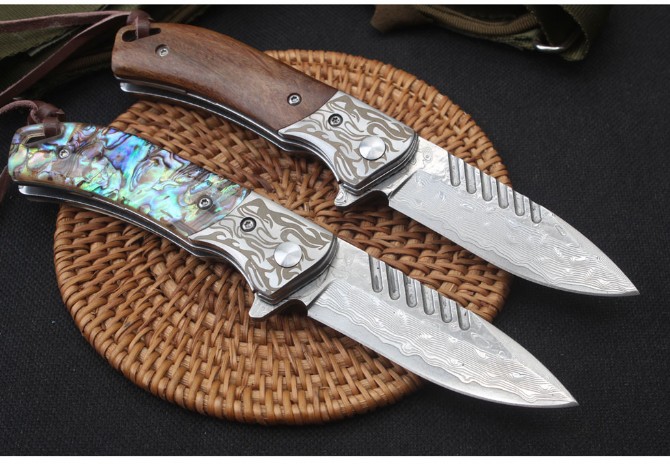 Silver Wolf-Quick Opening Folding Knife (Damascus Steel)