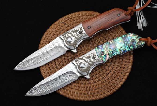 Monkey - Quick Folding Knife (Damascus Steel)