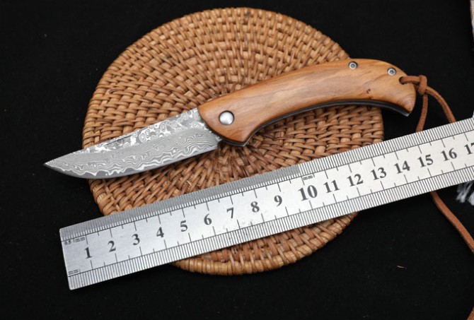 Damascus - Roxa Classic Folding Knife (Glass Bead Lock)