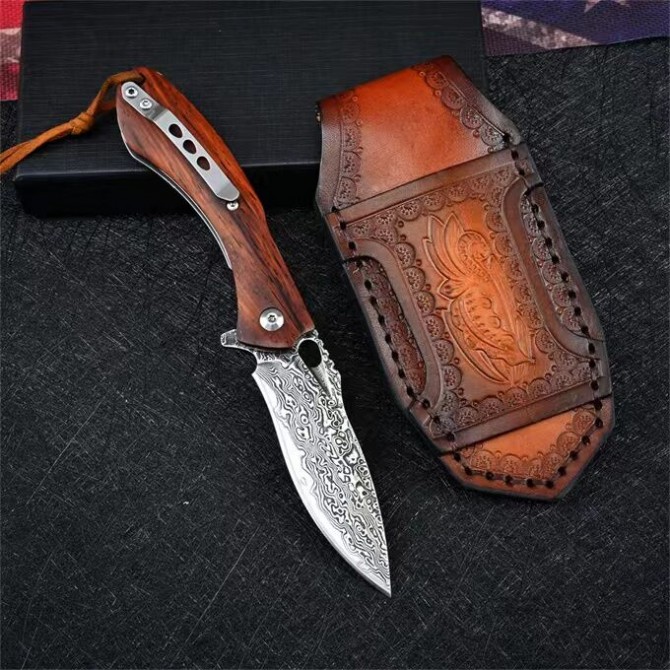 VG10 Damascus-Flounder Folding Knife