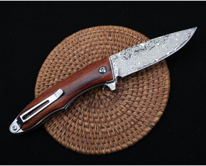 Jianbing - Damascus Bearing Quick Opening Folding Knife