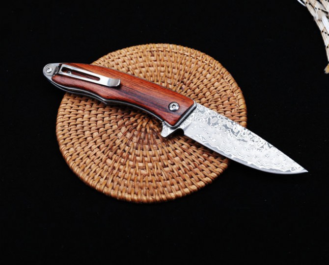 Jianbing - Damascus Bearing Quick Opening Folding Knife