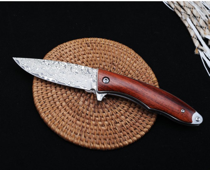 Jianbing - Damascus Bearing Quick Opening Folding Knife