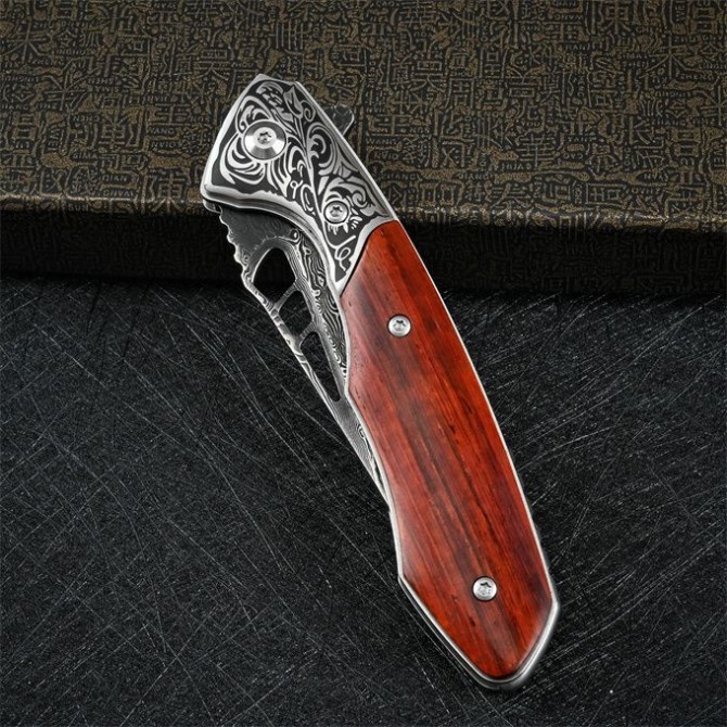 VG10 Damascus- Shark Dragon Folding Knife